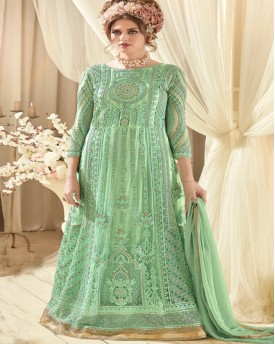 Green Stylish Fancy Anarkali Gown